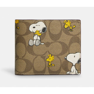 Coach X Peanuts 3 In 1 Wallet In Signature Canvas With Snoopy Woodstock Print