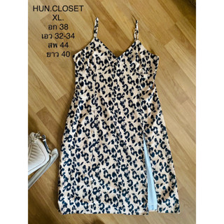 เดรสลายเสือ HUN.CLOSET Sz.XL ใหม่กริบ ผ้าซาตินอย่างดี มือ1 ไม่เคยใช้งาน