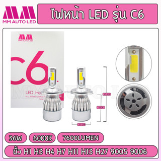 ไฟหน้าLED รุ่น C6+ (รับประกัน6เดือน 36W 6000K 7600LM)