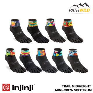 ถุงเท้าแยกนิ้ว INJINJI TRAIL MIDWEIGHT MINI-CREW SPECTRUM ช่วยลดการเสียดสีระหว่างนิ้วเท้า