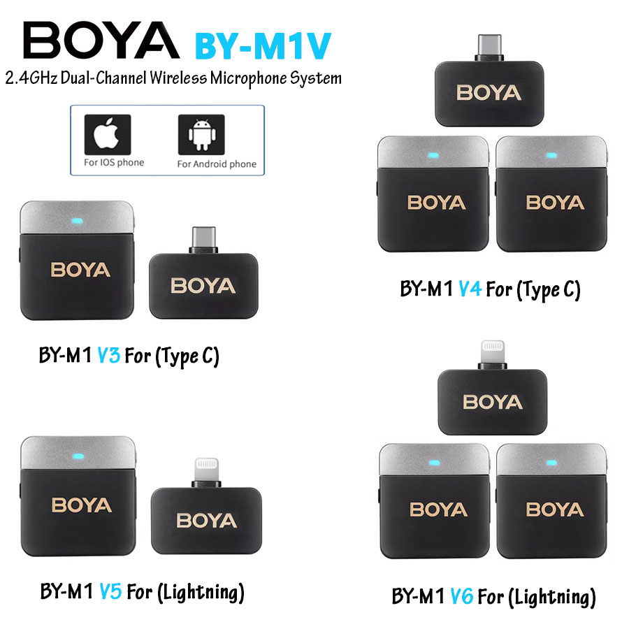 BOYA BY-M1 (V3 V4 V5 V6) 2.4GHz Dual-Channel Wireless Microphone System