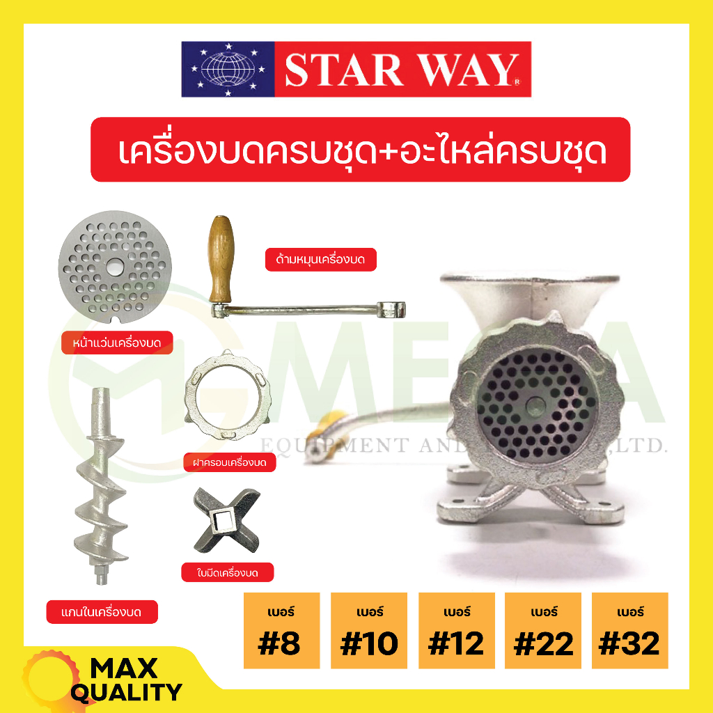 อะไหล่เครื่องบดเนื้อ/หมู หน้าแว่น /แกนหมุน /มือหมุน ฝาครอบ ใบมีด Star way มีของพร้อมส่ง🛒🌈