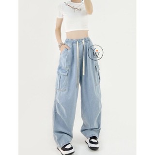 Blue Denim Cargo Pants