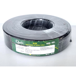 Qoolisคลูลิสต์ สายนำสัญญาณRG6-100M. ซิลด์ 60%(สีดำ,สีขาว) เกรดอย่างดี