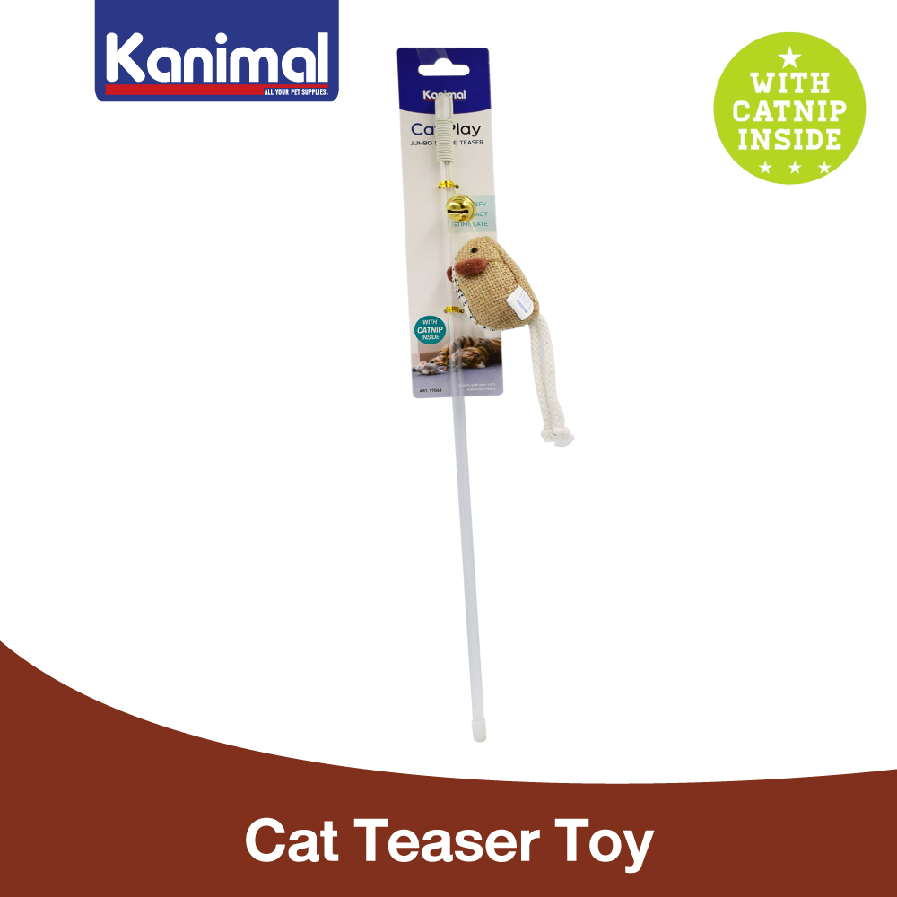 [97063] Kanimal Cat Teaser Toy ของเล่นแมว ไม้ล่อแมว รุ่นหนูพันเชือก พร้อมกระดิ่ง ช่วยขัดฟัน สำหรับแมวทุกวัย 47x3.5 ซม.