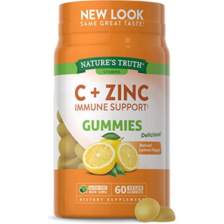 โฉมใหม่ Natures Truth Vitamin C + Manuka Honey + Zinc 60 gummies วิตามินกัมมี่เสริมภูมิคุ้มกัน รสเลม่อน