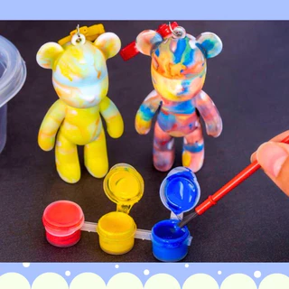 ชุดระบายสี พวงกุญแจหมี DIY เซ็ตระบายสีรูปปั้นหมีสุดน่ารัก จัดส่งคละสีคละแบบ เซ็ต 5 , 10ชิ้น