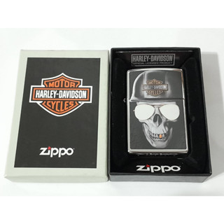 ZIPPO 29739  HARLEY DAVIDSON  HIGH POLISH CHROME COLOR IMAGE   สีเงินผิวโครเมี่ยมลายแบบสกรีน  ของใหม่ไม่ผ่านการใช้งาน