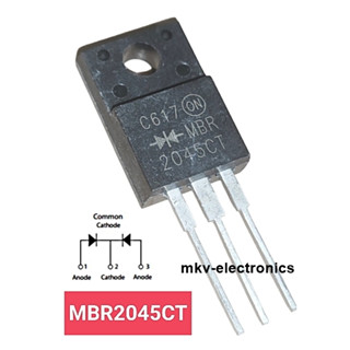 (1ตัว) MBR2045CT , Schottky Diode 20A 45V TO-220FP หลังดำ (รหัสสินค้า M03338)