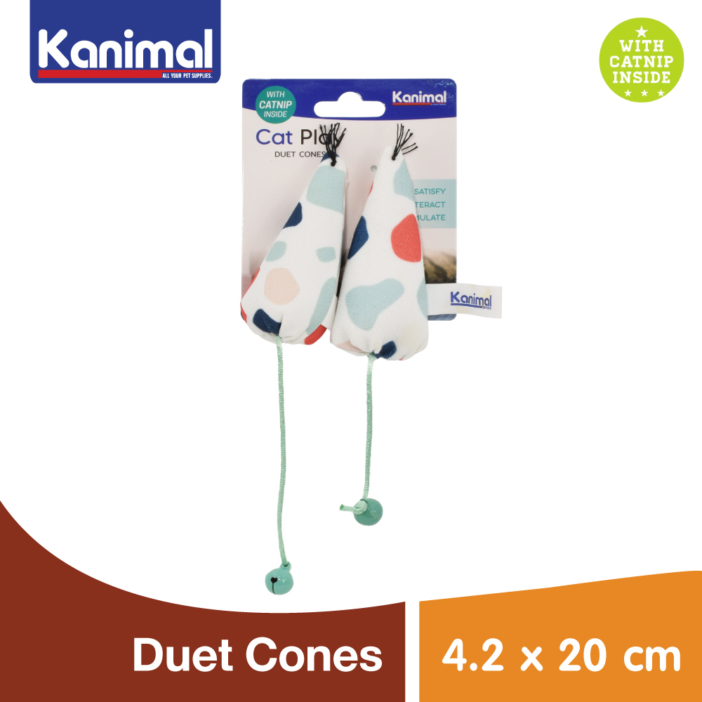 [107303] Kanimal Cat Toy ของเล่นแมว Duet Cones ของเล่นผ้าพร้อมเชือกกระดิ่ง 20x4.