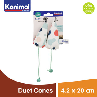 Kanimal Cat Toy ของเล่นแมว Duet Cones ของเล่นผ้าพร้อมเชือกกระดิ่ง สำหรับแมวทุกสายพันธุ์ ขนาด 20x4.2 ซม. (2 ชิ้น/แพ็ค)