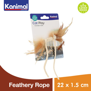 Kanimal Cat Toy ของเล่นแมว Feathery Rope ก้านเชือกพันขนนก ช่วยขัดฟัน ไล่จับ สำหรับแมวทุกสายพันธุ์ ขนาด 22x1.5 ซม.