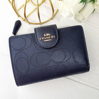 MEDIUM CORNER ZIP WALLET IN SIGNATURE LEATHER (COACH C4768) IM/MIDNIGHT