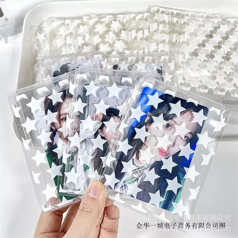 พร้อมส่ง!ซองใสฝากาวลายดาว ซองใส่เฟรมการ์ด รูปโพลารอยด์100ชิ้น