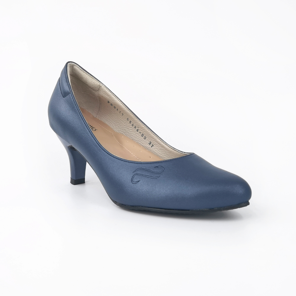 ST.JAMES รองเท้าหนังแท้ หัวแหลม/รองเท้าทำงาน ส้น 2.1/2 นิ้ว รุ่น CHANA-SS สี P.NAVY | รองเท้าคัทชูผู้หญิง