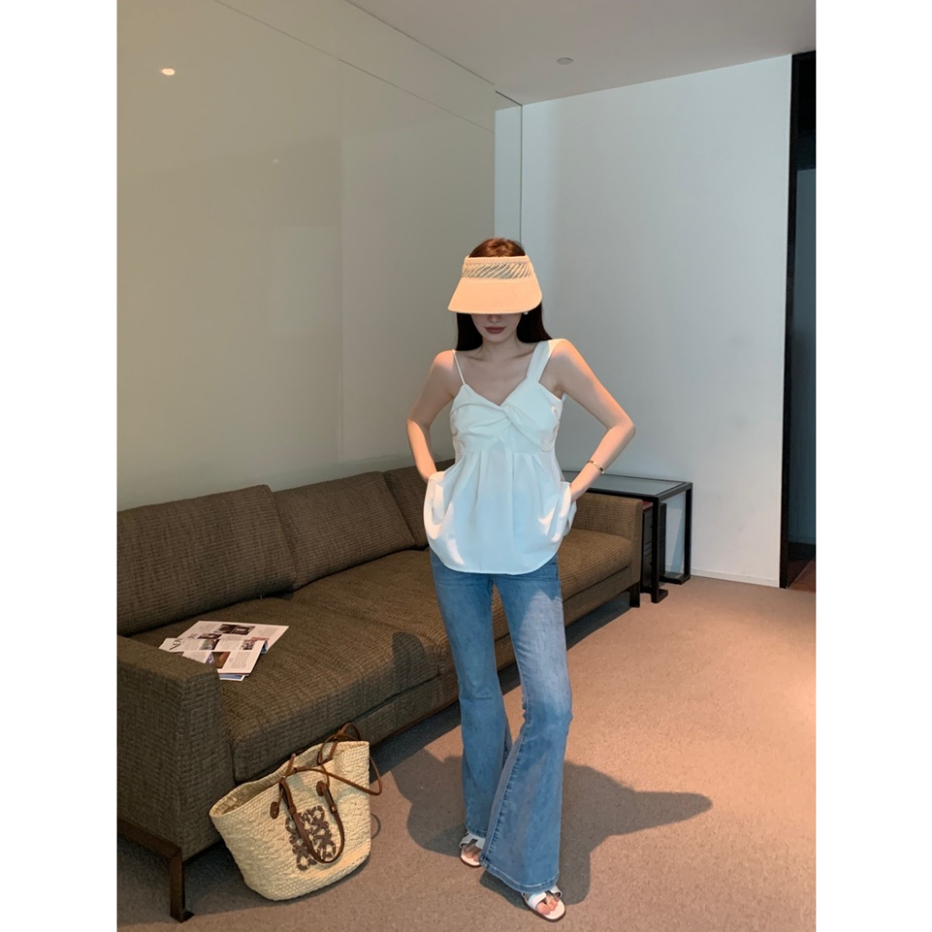 ส่งทันที Cici(NO. WK958)เสื้อกล้ามสายเดี่ยว ผ้าลินิน ดีเทลหน้ายาวหลังสั้น มีซิปข้าง เนื้อผ้าละมุนใส่สบาย - รูปที่ 5