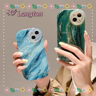 🌈Langton🌸ป้องกันการหล่น ขอบเต็ม iphone 11 14 pro max ลายเส้น ความคิดสร้างสรรค์ รุ่นคู่ สีฟ้า case for iPhone 12 13