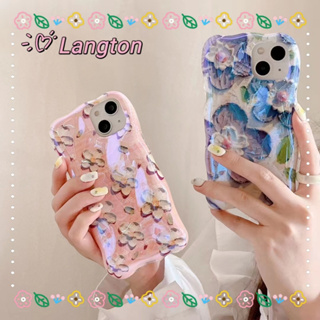 🌈Langton🌸ป้องกันการหล่น ขอบเต็ม iphone 11 14 pro max ดอกไม้ ลวดลาย เจ๋ง เลเซอร์ รุ่นคู่ หวานสวย case for iPhone 12 13