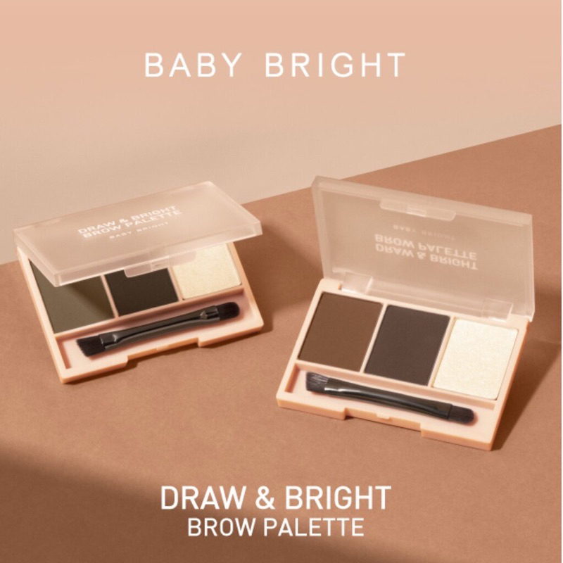 ส่งฟรี/มีไลฟ์ ลด50% Baby Bright เบบี้ไบร์ท ดรอว์แอนด์ไบร์ทโบรว์พาเลท คิ้วฝุ่นมีไฮไลต์ในตัว