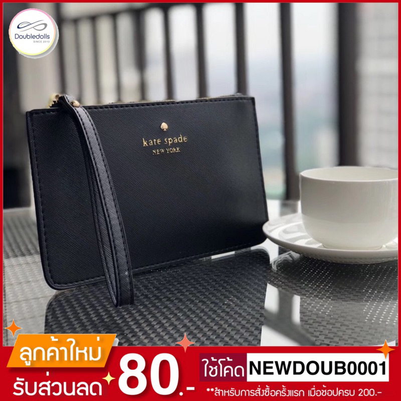Kate Spade กระเป๋าคล้องข้อมือ รุ่น saffiano zip pouch