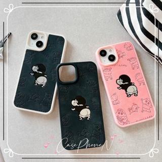 เคสไอโฟน iphone 11 14 Pro Max การบรรเทา หนังแกะ เครยอนชินจัง ขอบเต็ม ป้องกันการตก เคส iphone 12 13 Pro Case for iPhone