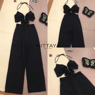 #Nittaya #ป้ายNittaya จั้มผ้าซาตินผูกคอ เว้าช่วงอก