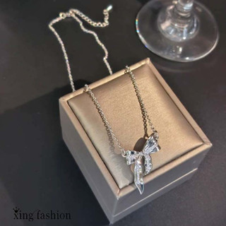 สร้อยคอแฟชั่นสไตส์เกาหลี,สร้อยคอจี้รูปโบว์,เครื่องประดับสตรี,XN00024