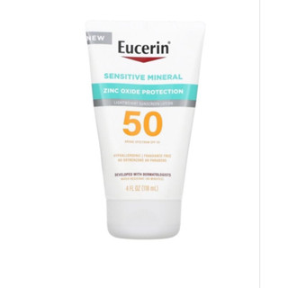 Eucerin Sensitive Mineral Zinc Oxide Protection Lotion SPF 50, 118 ml ยูเซอรีน โลชั่นกันแดด สำหรับผิวหน้าและผิวกาย