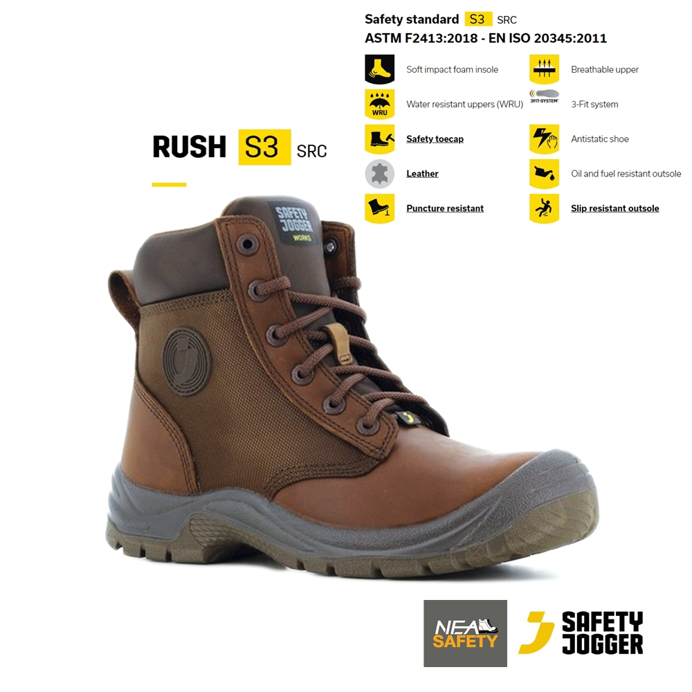 SAFETY JOGGER – Rush S3 รองเท้าเซฟตี้ ซิปข้าง หัวเหล็ก พื้นเหล็ก คุณภาพสูง มาตรฐานสากล รองเท้านิรภัย
