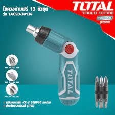 Total ไขควงด้ามฟรี พร้อมดอกไขควง 13 ตัวชุด รุ่น TACSD30136 ( Ratchet Screwdriver ) สินค้าใหม่ 100%