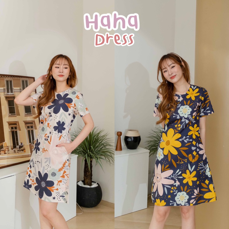 Hana เดรสแขนสั้นผ้าคอตตอน