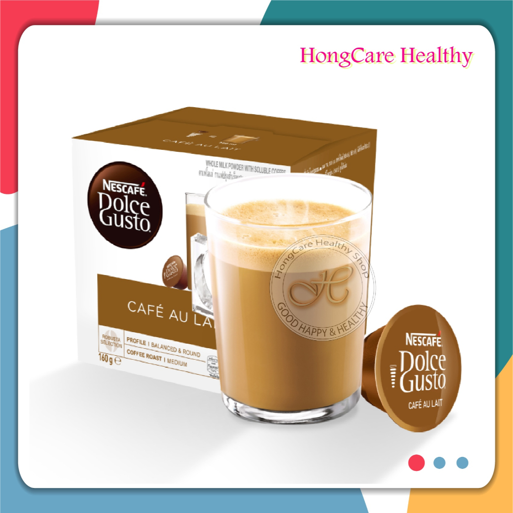 Nescafe Dolce Gusto CAFÉ AU LAIT เนสกาแฟ แคปซูลกาแฟ คาเฟ่โอเล่ กาแฟสำเร็จรูป กาแฟ 3in1 (16 แคปซูล / กล่อง) EXP1.10.24