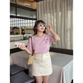 CiCi Plus+(985)กระโปรงยีนส์ทรงเอ เอวสูง มีซับในกางเกงผ้าบาง แมทช์ได้หลายสไตล์สาวอวบอ้วน
