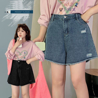 PMSWEET PLUSSIZE : PMP2171 : พรีออเดอร์ เสื้อผ้าไซส์ใหญ่ คนอ้วน สาวอวบ ยีนส์ขาสั้น กางเกงยีนส์สาวอวบ กางเกงยีนส์คนอ้วน