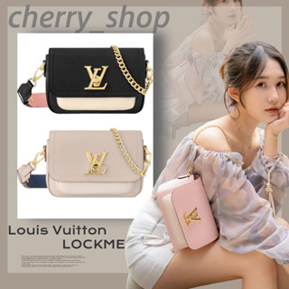 🍒หลุยส์วิตตอง💯LOUIS VUITTON LOCKME TENDER BAG กระเป๋าสะพายสุภาพสตรี/กระเป๋าร่อซู้ล