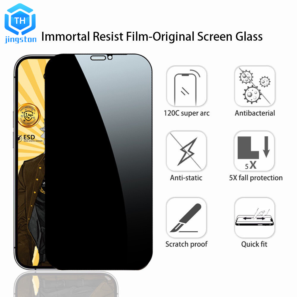 THjingston ฟิล์มกันส่อง Anti Bacterial มีกันขอบ tempered glass 9D ฆ่าเชื้ออัตโนมัติได้ถึง 99.9% ฟิล์มกันเสือก iphone