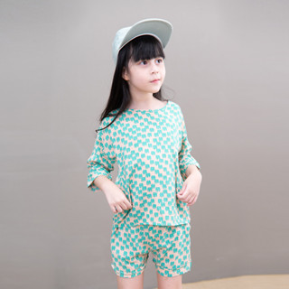 QueenCows Kids ชุดเซ็ตเสื้อแขนยาว Menth Print Set  (Green)