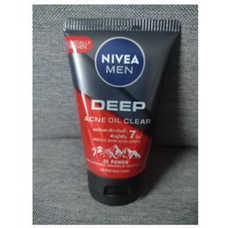 🌈 NIVEA  for Men Deep acne  oil clear scrub mud foam นีเวีย เมน ดีพ  แอคเน่ สครับ 100g. สำหรับผู้ชาย ทำความสะอาดผิวหน้า