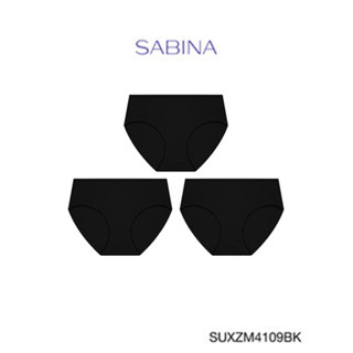 Sabina กางเกงชั้นใน (Set 3 ชิ้น) (ทรง Half) รุ่น Panty Zone รหัส SUXZM4109BK  สีดำ