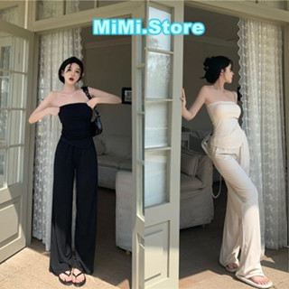 MiMi ✨พร้อมส่ง✨ ชุดเซ็ทเสื้อเกาะอก + กางเกงขายาว เซ็กซี่น่ารักเกาหลีมาก (P0005)