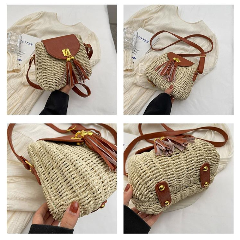 💗ivy กระเป๋าสาน Tassel bag ตกแต่งพู่ ( A98 )