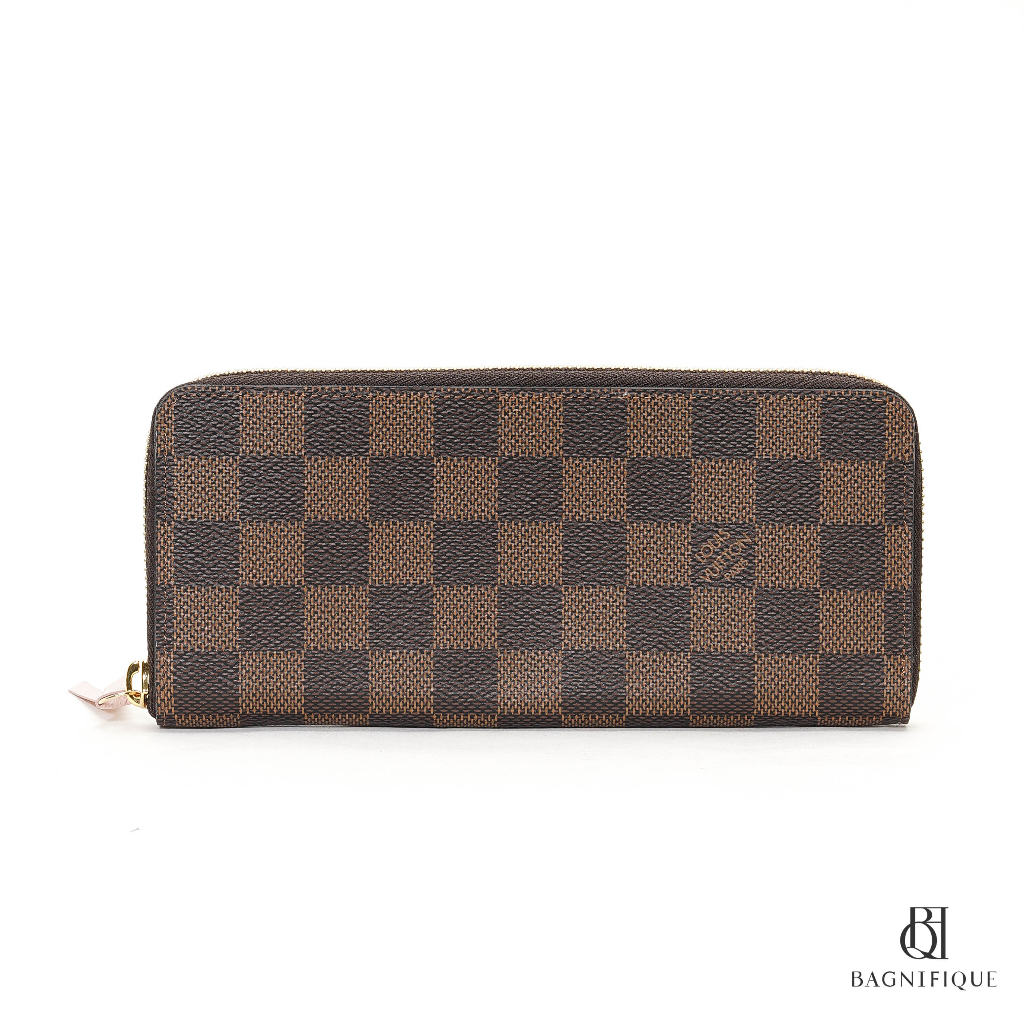 NEW LOUIS VUITTON CLEMENCE WALLET LONG BROWN DAMIER PINK CANVAS GHW