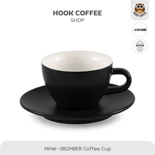 MHW-3BOMBER Cappuccino Cup - ถ้วยแก้วกาแฟเซรามิคพร้อมจานรอง/แก้วคาปูชิโน ขนาด 180 ml