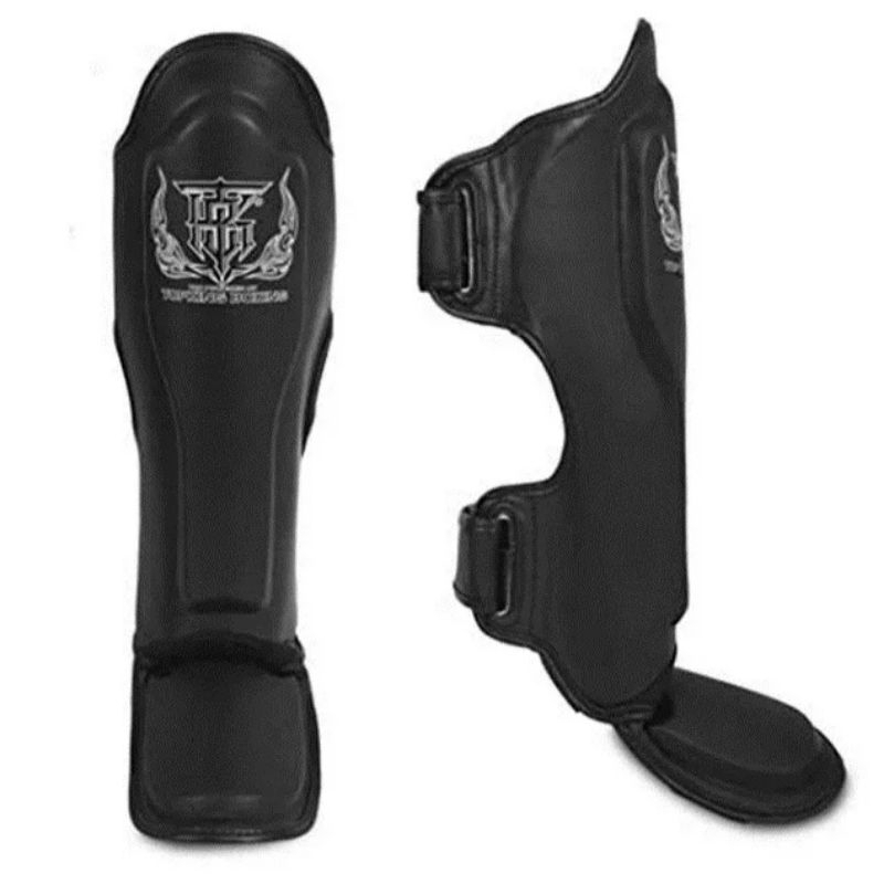 Top King shin guards protector All Black ( S,M,L,XL) Training MMA K1 สนับแข้งท็อปคิงส์ สีดำ  ทำจากหน