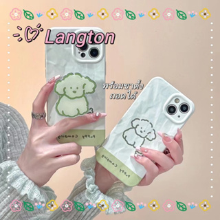 🌈Langton🌸ขอบเต็ม ป้องกันการหล่น iphone 11 14 pro max ขาตั้ง ถอดได้ การ์ตูน ลูกสุนัข สีขาว เล็กและสดcase for iPhone 12 13