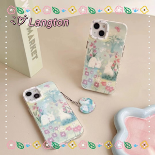 🌈Langton🌸ขอบเต็ม ป้องกันการหล่น ขาตั้ง ถอดได้ iphone 11 14 pro max การ์ตูน กระต่าย รูปหัวใจ หวานสวยcase for iPhone 12 13