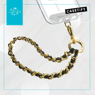 [ Casetify ] Leather Chain Wrist Strap - Black in Champagne Gold สายคล้องโทรศัพท์ แม่ค้าหิ้วมาเองจากฮ่องกงค่ะ พร้อมส่ง