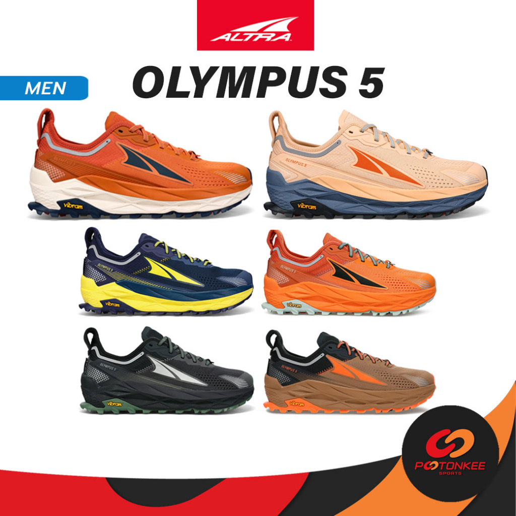 Pootonkee Sports Altra Men's Olympus 5 รองเท้าวิ่งเทรล พื้นVibram® น้ำหนักเบา ซัพพอร์ทมาก สำหรับนักวิ่งระยะไกล