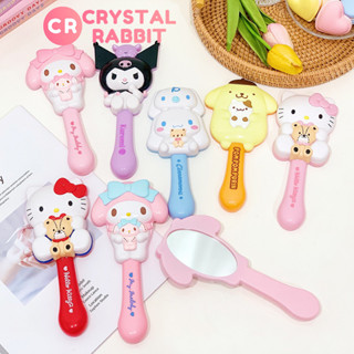 CRYSTAL RABBIT ins กระจกแต่งหน้า/หวีเบาะลมแบบด้ามจับหวีนวดสุนัข Sanrio/Hello Kitty/อบเชยสามมิติ