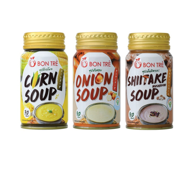 BON TRE Soup บองเต้ ซุป พร้อมดื่ม สำเร็จรูป 170 กรัม/ ซุปข้าวโพด /Shiitake Mushroom Soup ซุปเห็ดชิตาเกะ/Onion Soup